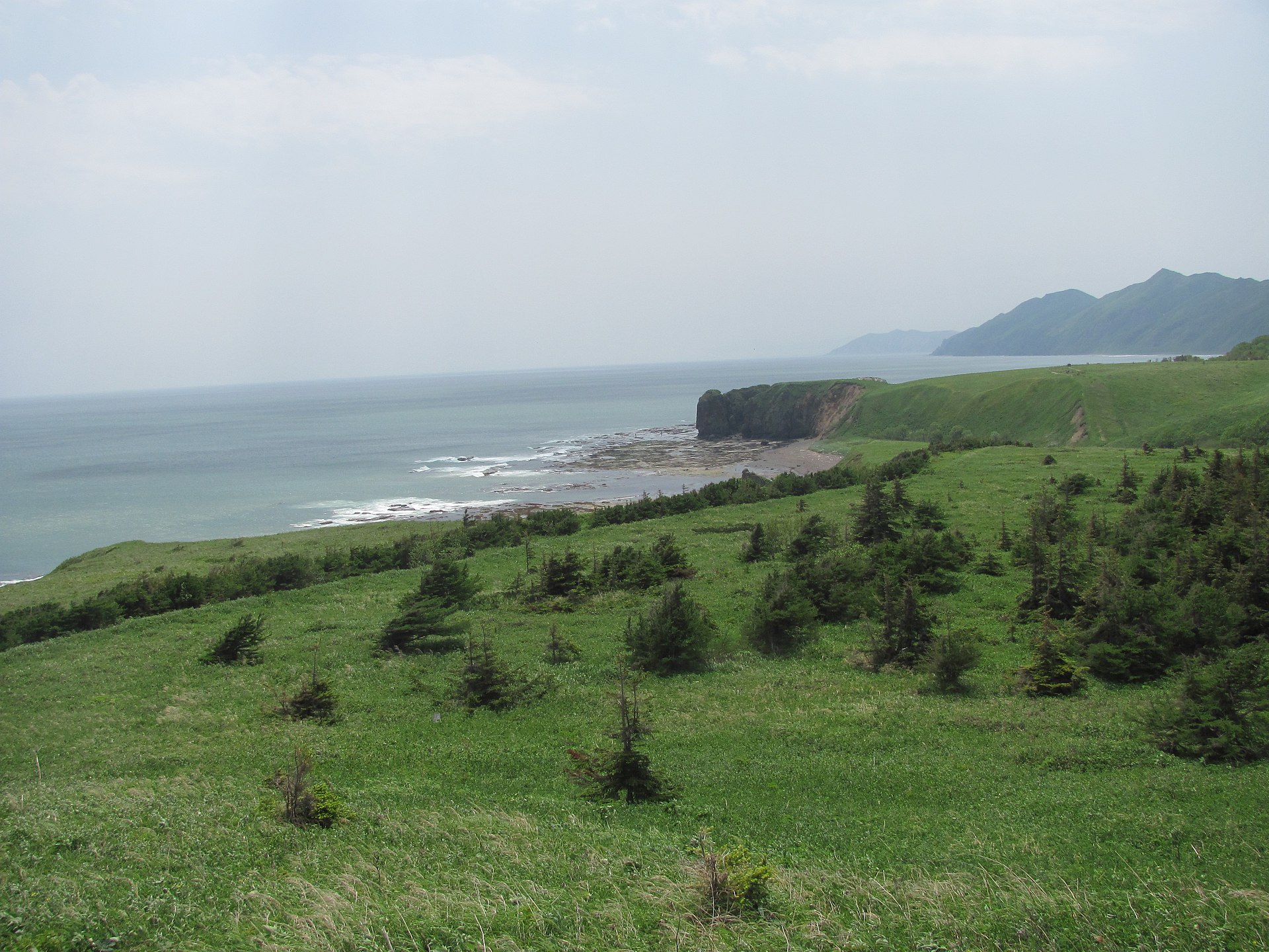 Sakhaline Cape Tihii. Sakhalin coast of Sea of Okhotsk