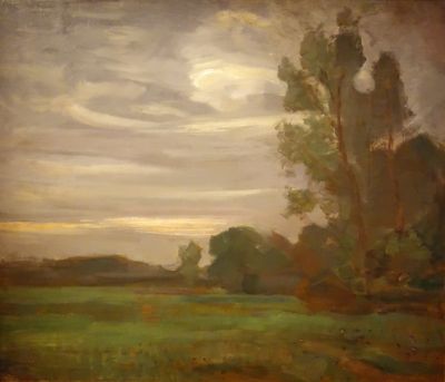 champ avec arbres au crepuscule 1907a