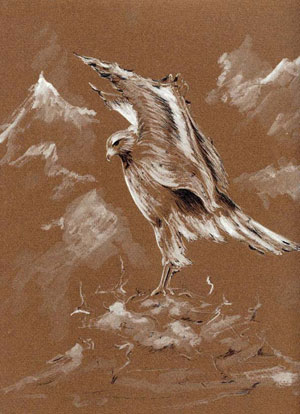 l'aigle Gwaihir du silmarillion e   jRR tolkien mes peintures  gouache  blanche sur   canson