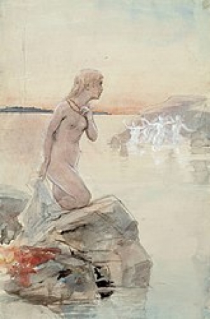 Aïno, aquarelle  de   Albert  Edelfet