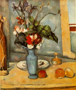 Fleurs au vase  bleu